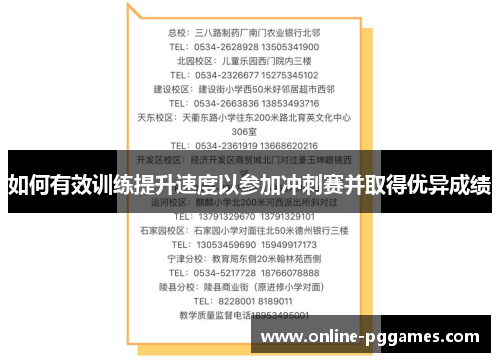如何有效训练提升速度以参加冲刺赛并取得优异成绩